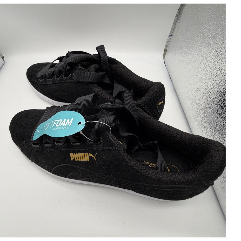 Puma Vikky Ribbon Women's 8.5 Black Solid Regular Fit Modern Elegant Coquette - Picture 7 of 15